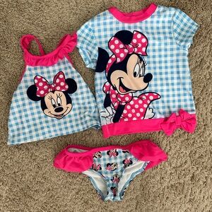 2T Disney Minnie Mouse Pink and Blue Bathing Suit